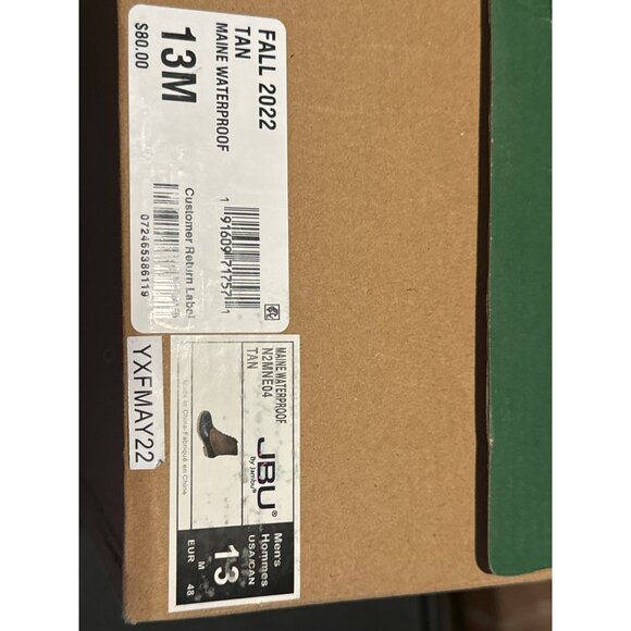 JBU Men's Maine Waterproof Lace-up Duck Boots, Tan, Size 13, NIB - Picture 4 of 4